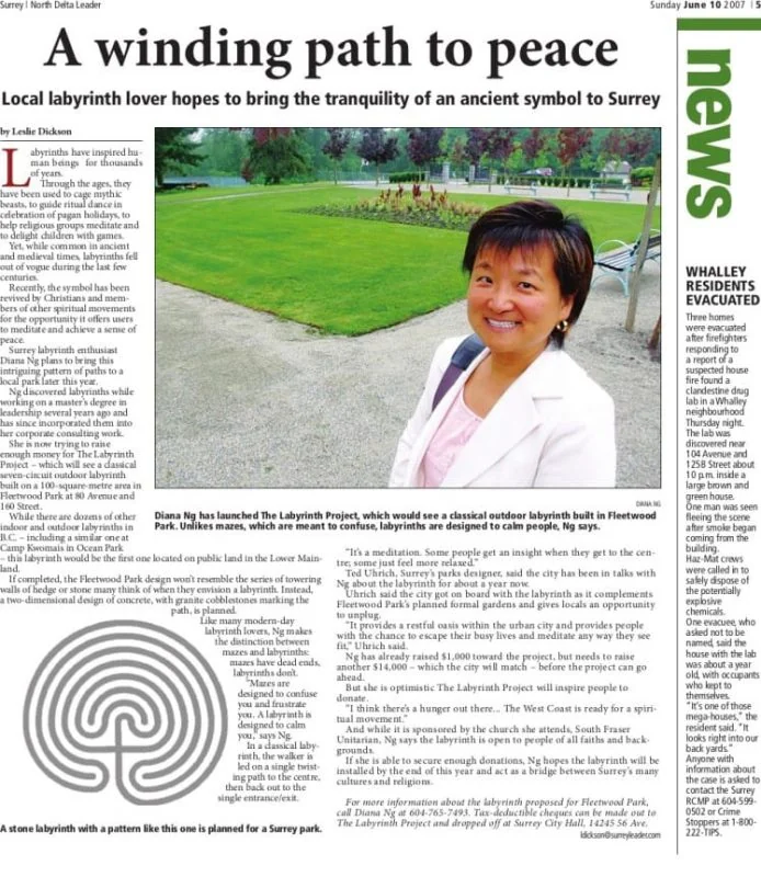 Recognition of Diana Ng's labyrinth work