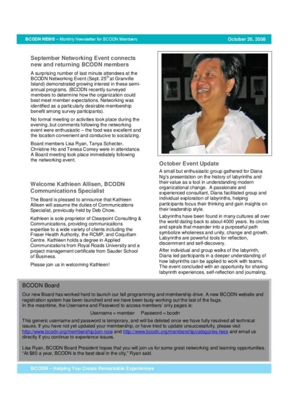 Recognition of Diana Ng's labyrinth work