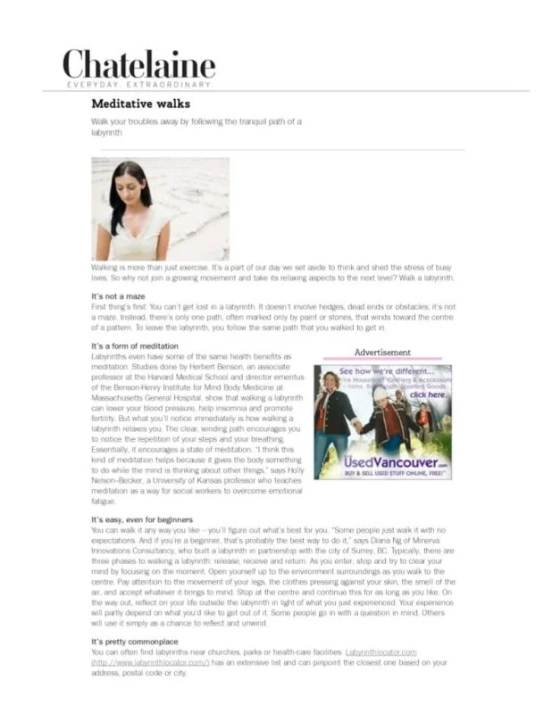 Recognition of Diana Ng's labyrinth work