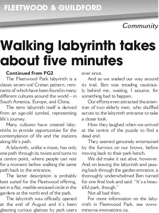 Recognition of Diana Ng's labyrinth work