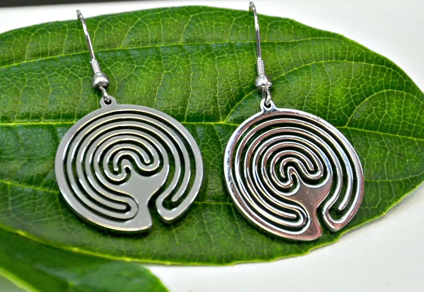 Silver Color Labyrinth Earrings - Image 2