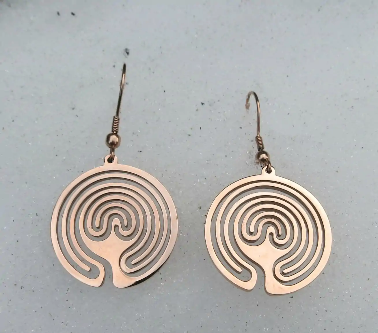 Rose Gold Color Labyrinth Earrings - Image 4