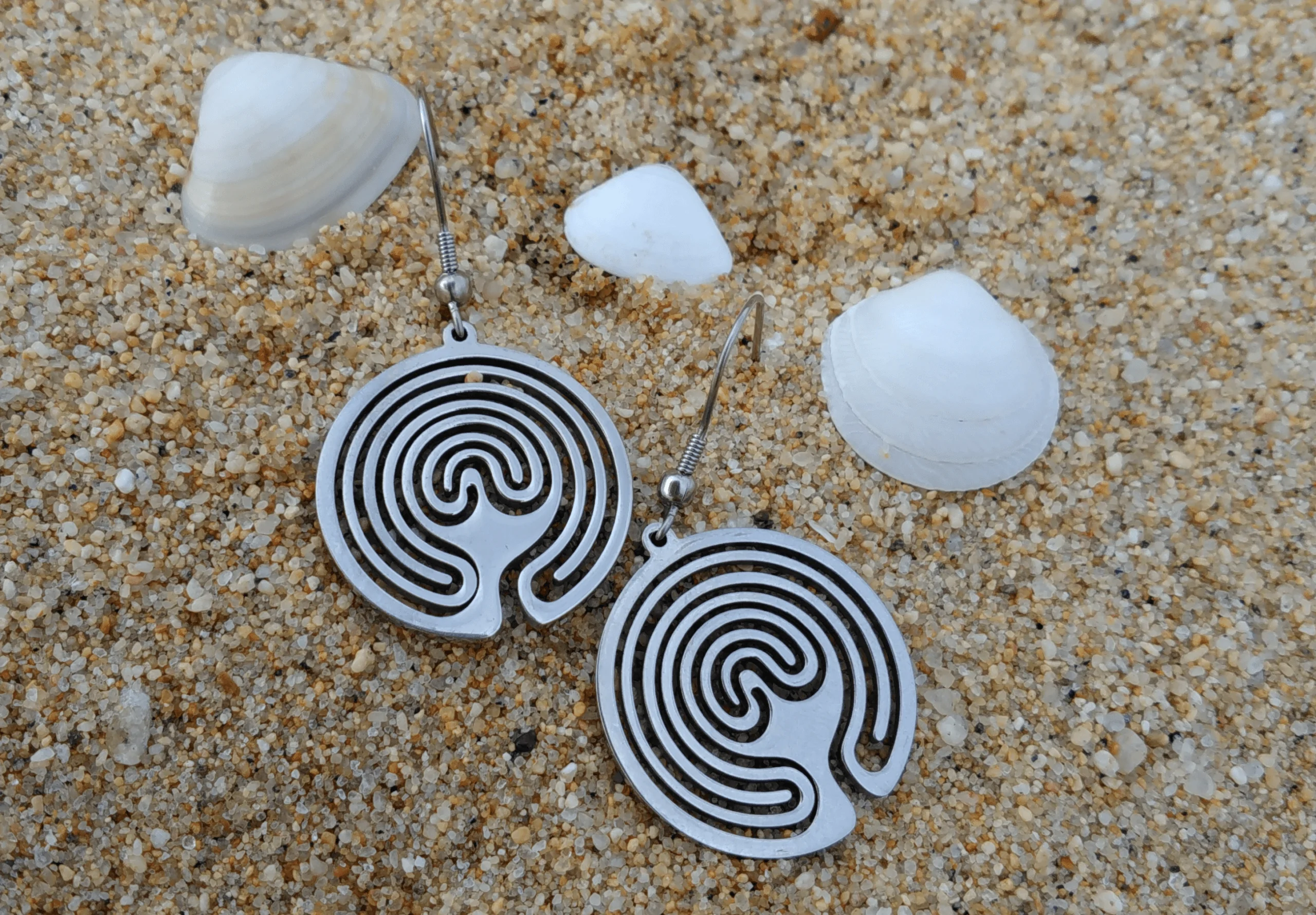 Silver Color Labyrinth Earrings - Image 4